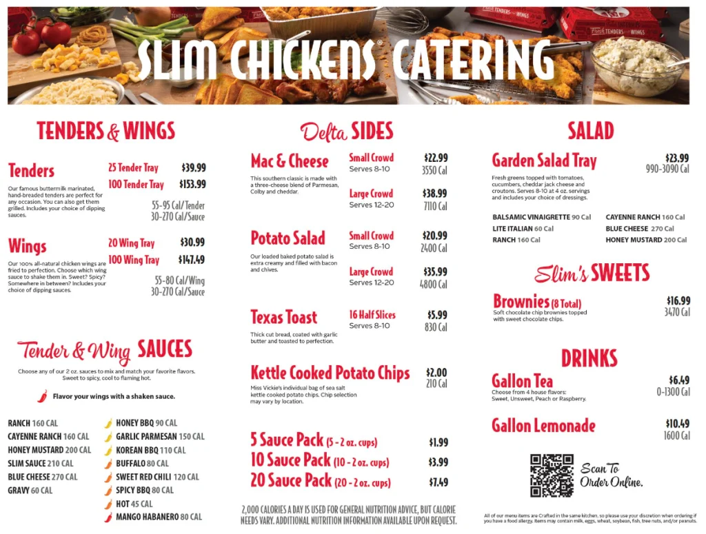 Slim Chickens Catering Menu USA