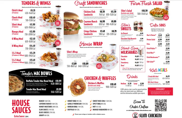 Slim Chickens Menu USA