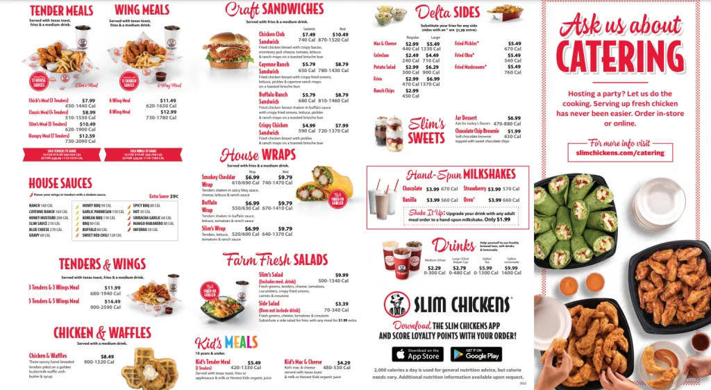 Slim Chickens Menu With Prices USA