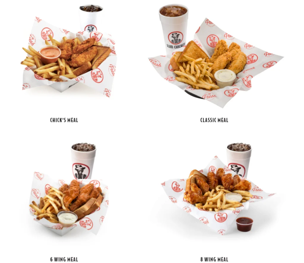 Slim Chickens Tender & Wing Meals Menu USA