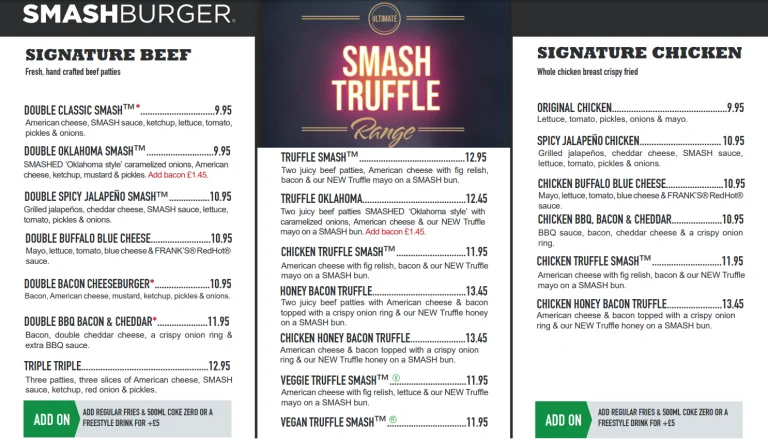 Smashburger Menu USA