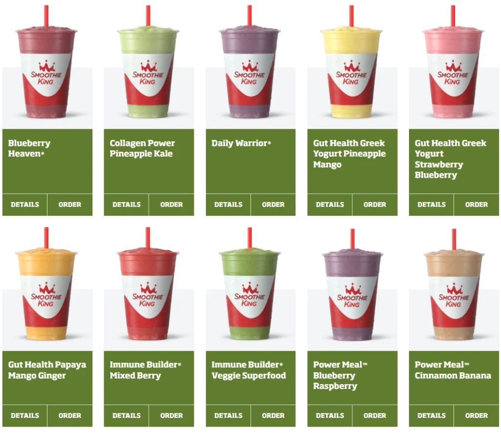 Smoothie King Be Well Menu USA