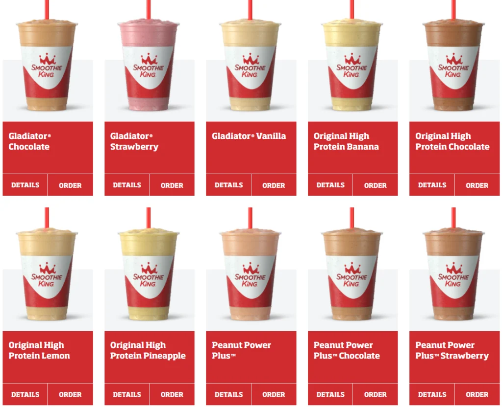 Smoothie King Get Fit Menu USA