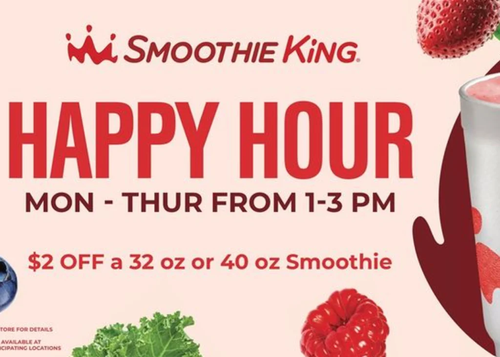 Smoothie King Happy Hour Specials Menu Deal USA