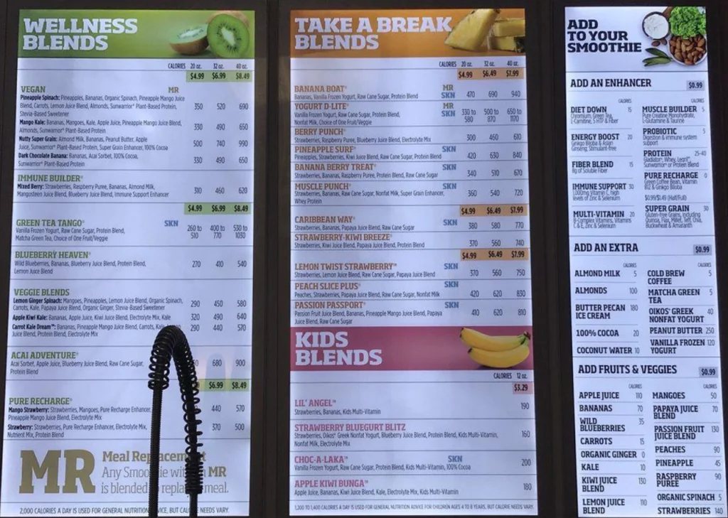 Smoothie King Menu With Prices USA