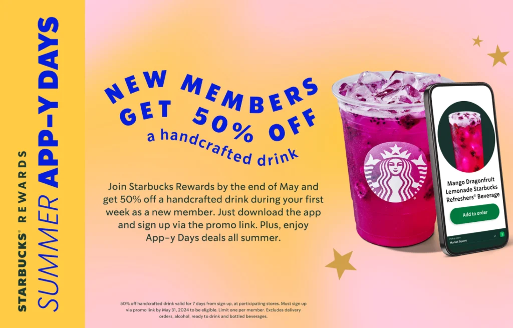 Starbucks Digital Coupons Menu Deal USA