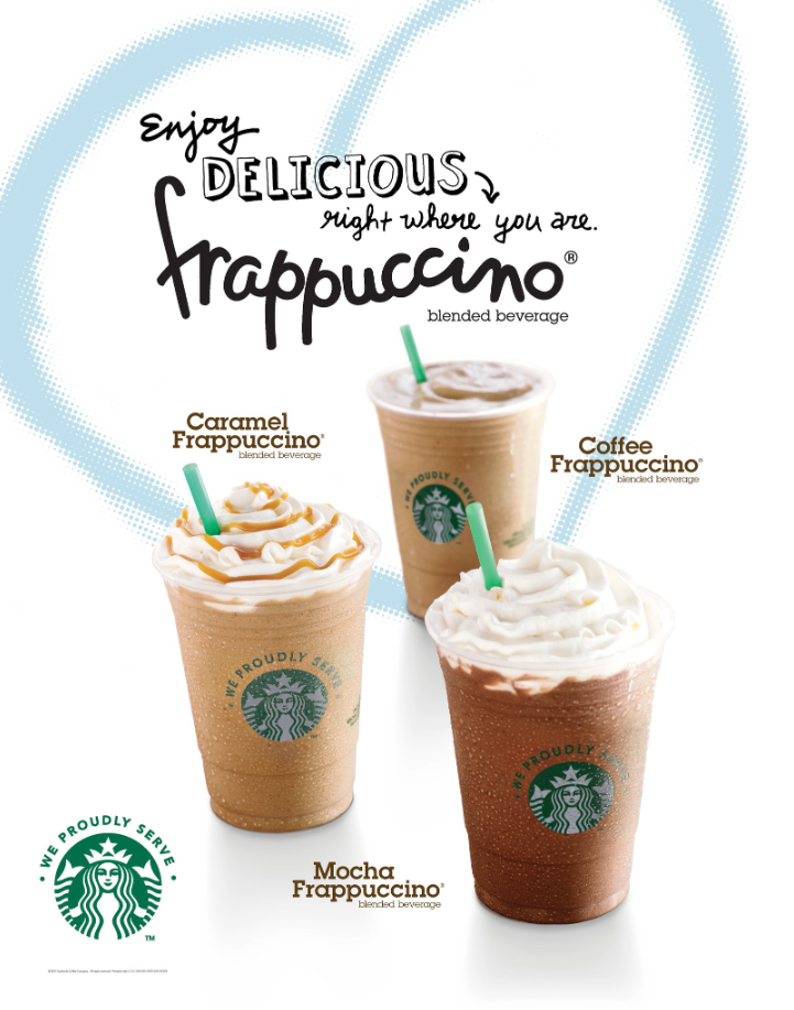 Starbucks Frappuccino® Blended Beverages Menu USA