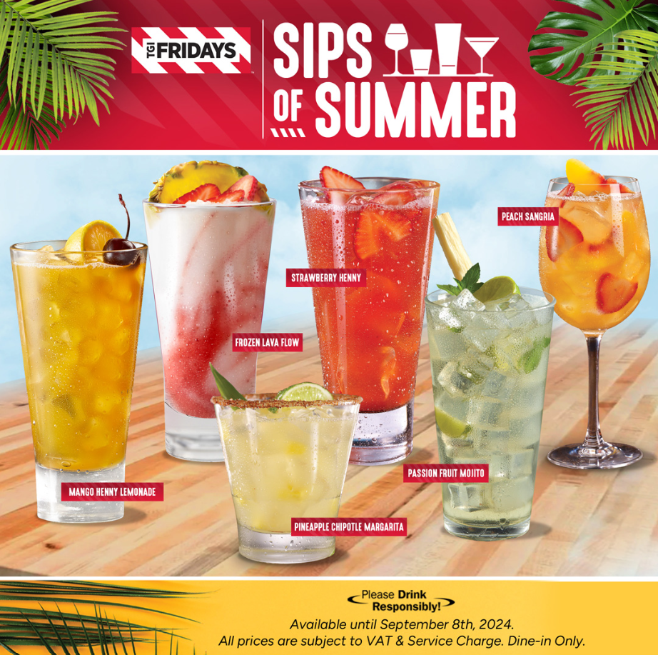 TGI Fridays Beverages Menu USA