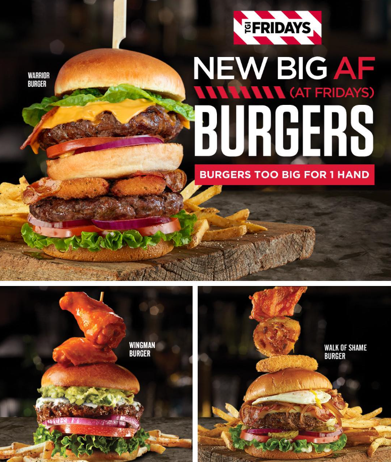 TGI Fridays Burgers Menu USA