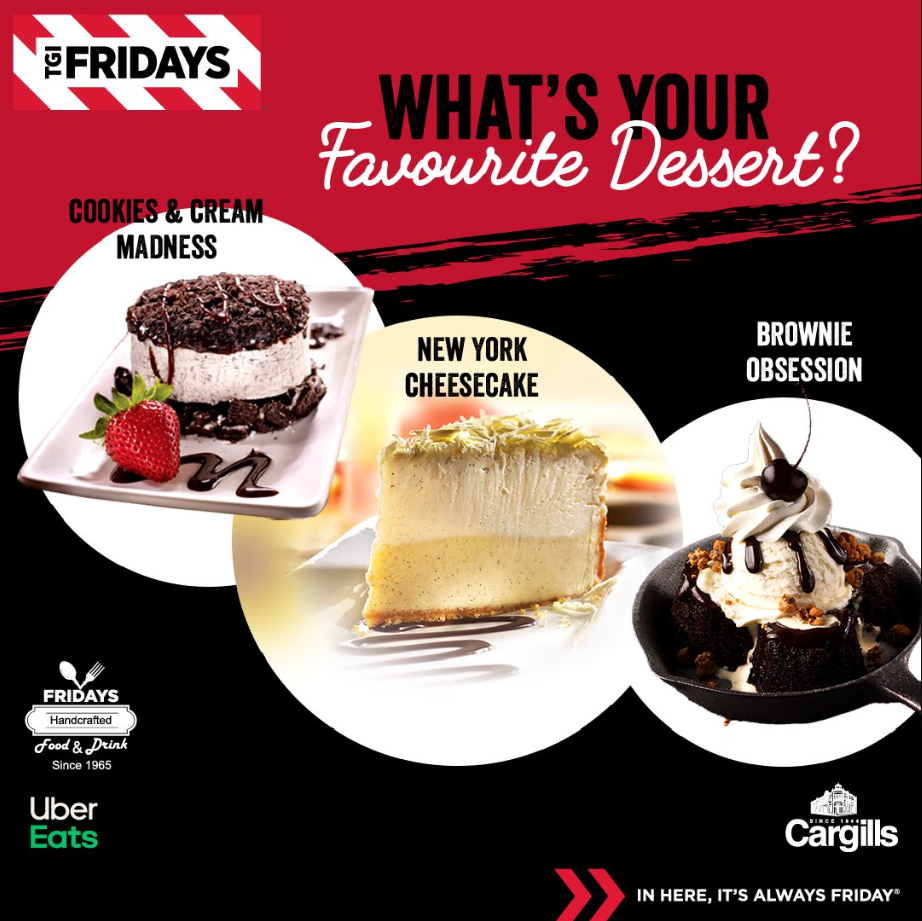 TGI Fridays Desserts Menu USA