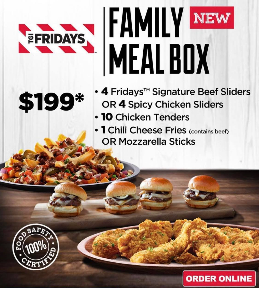 TGI Fridays Family Meal Deals Menu USA