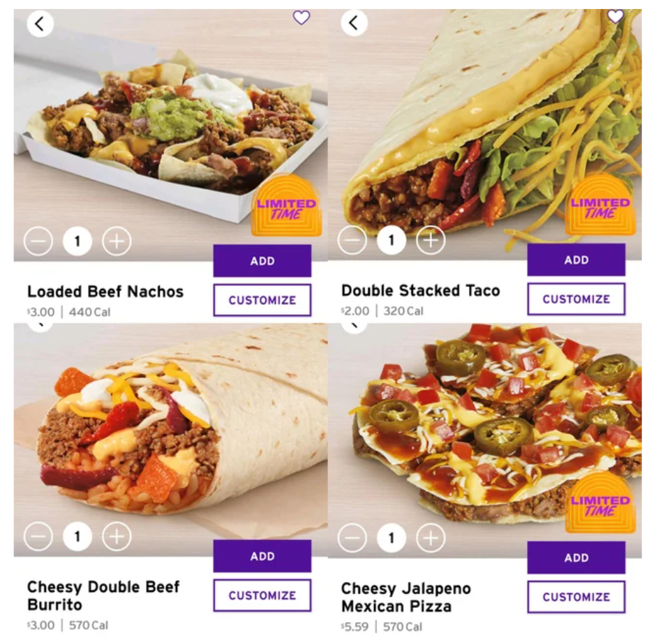 Taco Bell Most Popular Menu USA