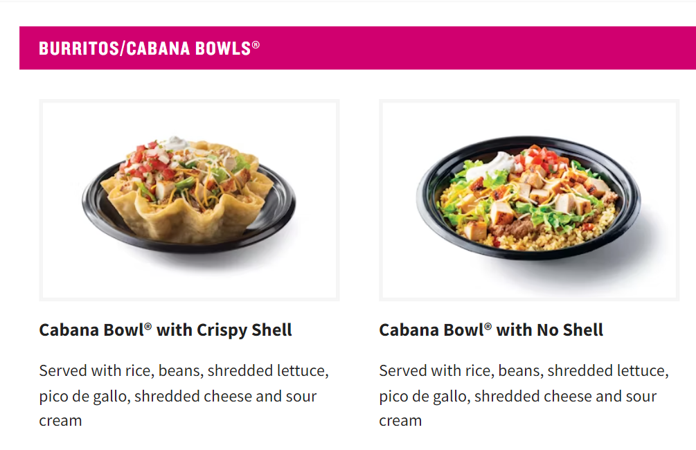 Taco Cabana Bowls® Menu USA