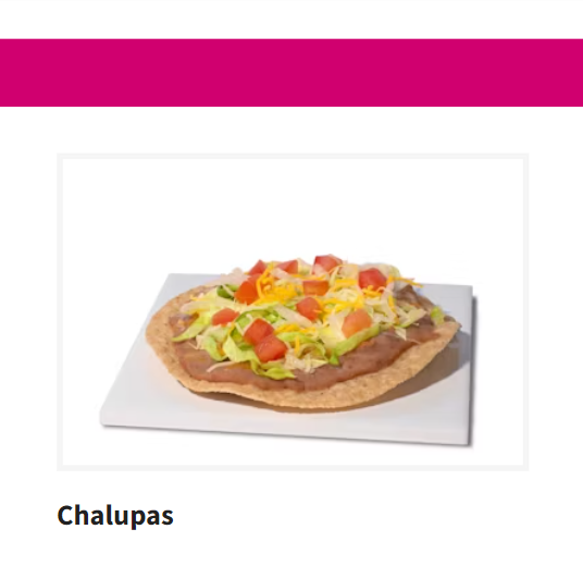 Taco Cabana Chalupas Menu USA