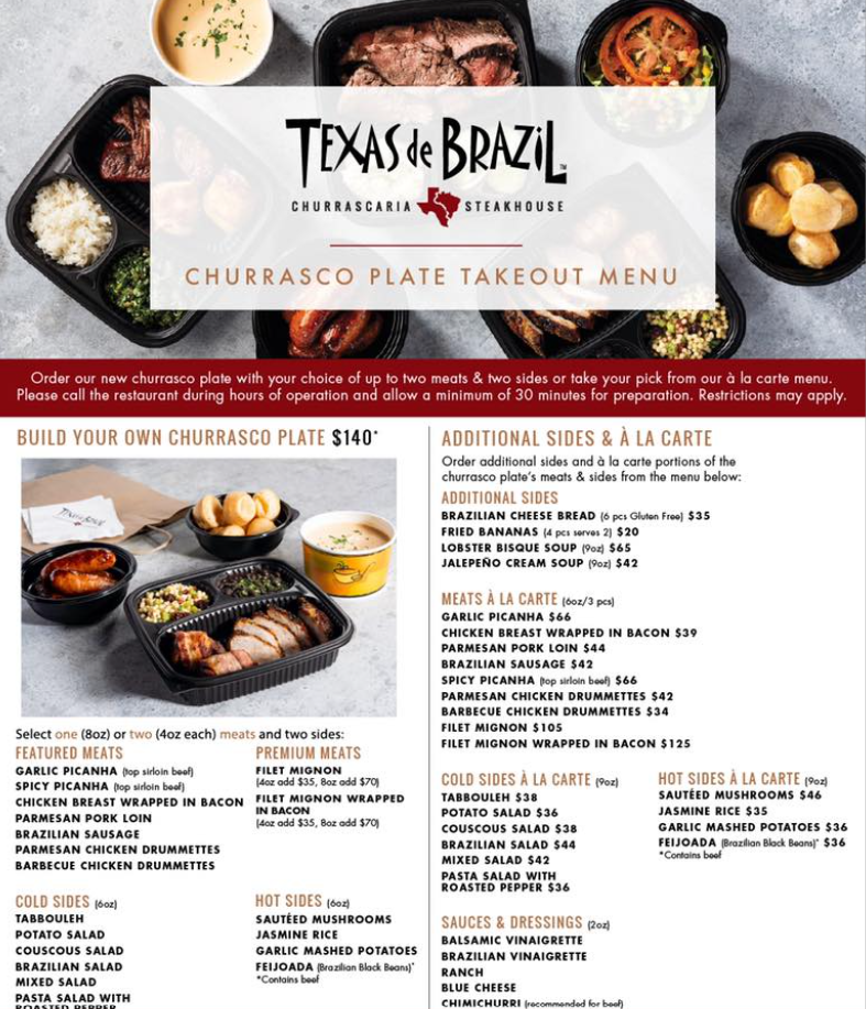 Texas De Brazil Menu Updated Prices USA