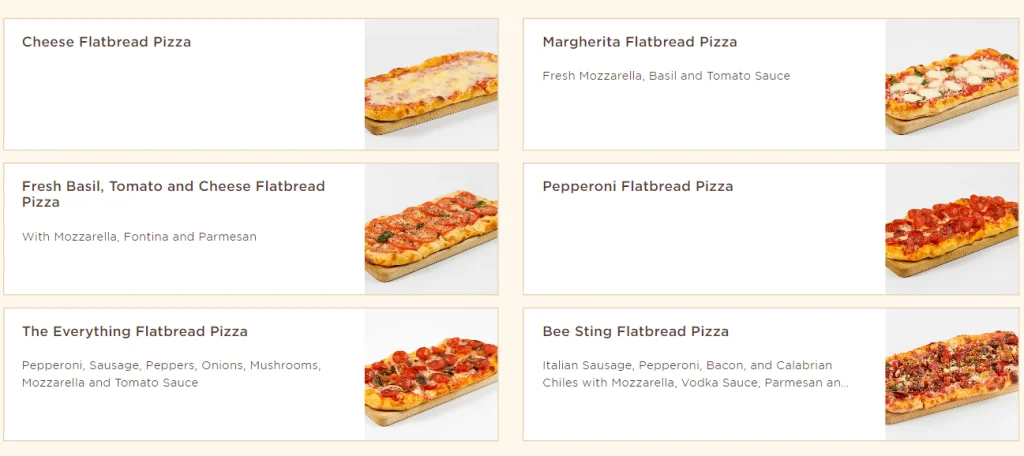 The Cheesecake Factory Flatbread Pizzas Menu USA