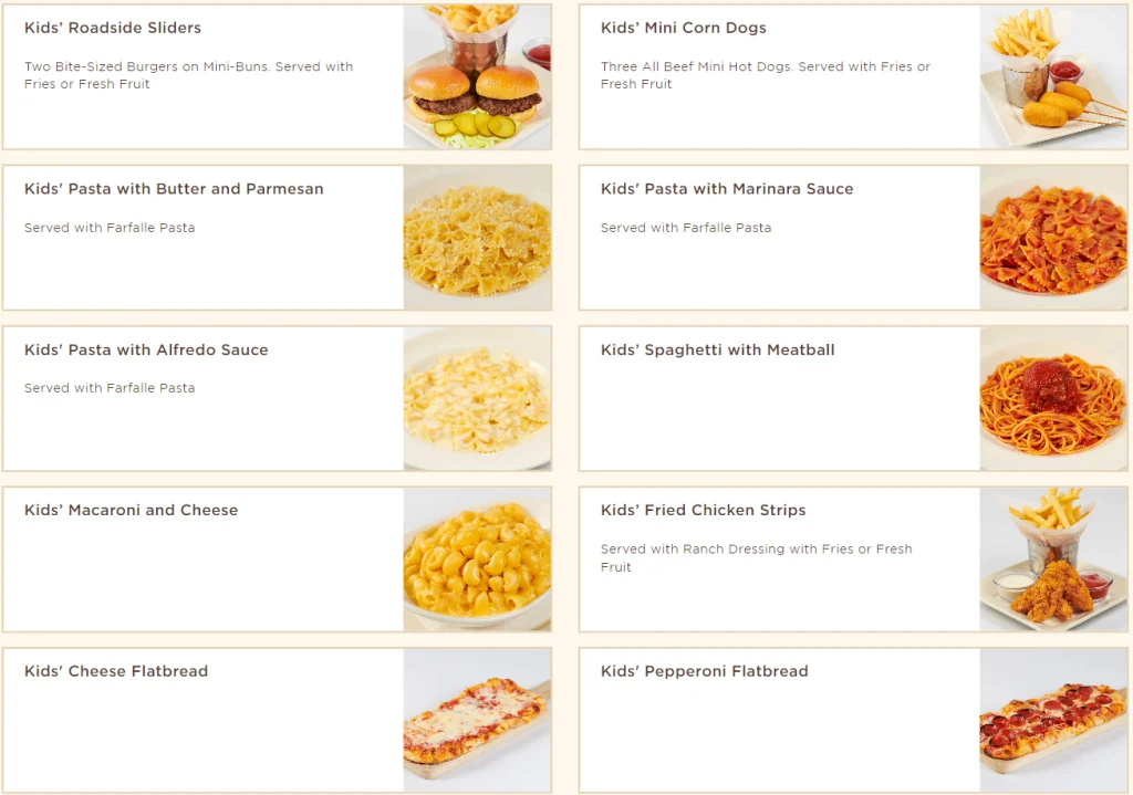 The Cheesecake Factory Kids’ Menu USA