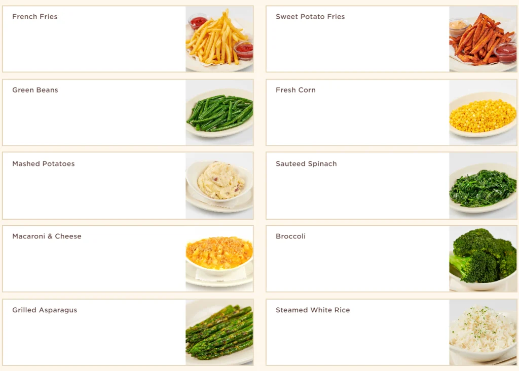 The Cheesecake Factory Side Dishes’ Menu USA