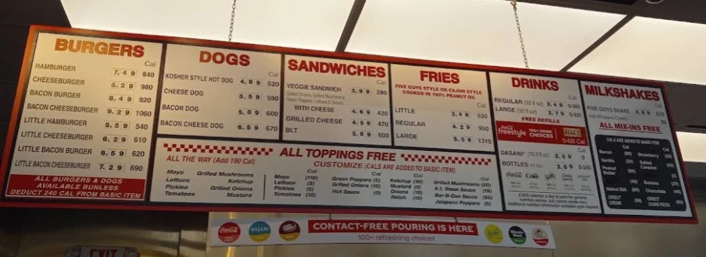 To Order Five Guys Menu USA