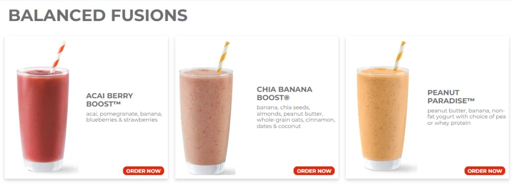 Tropical Balanced Fusion Smoothies Cafe Menu USA