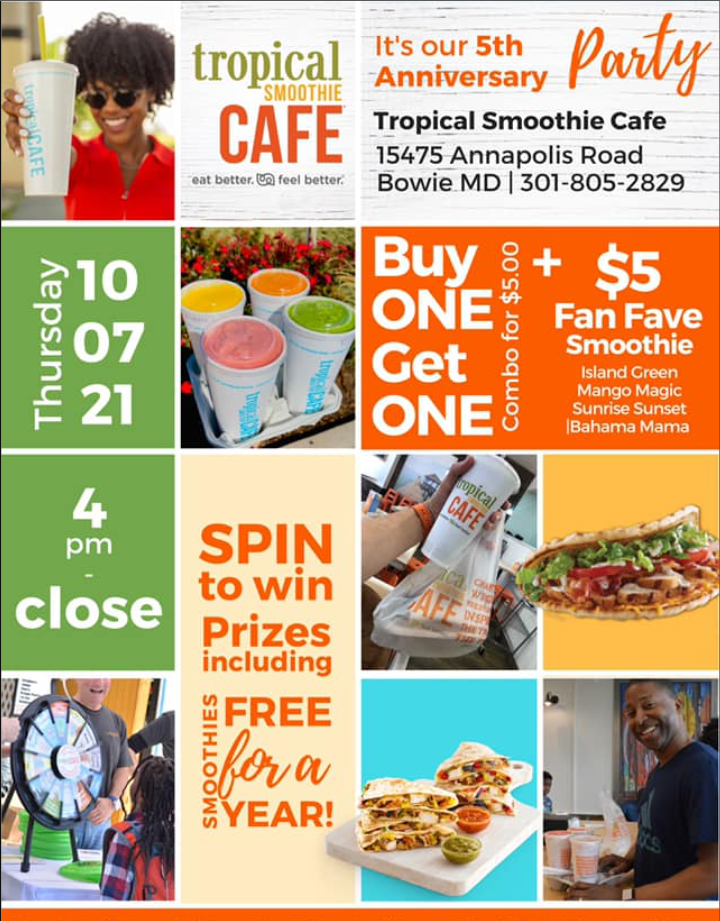 Tropical Smoothie Cafe BOGO Free Menu Deal USA