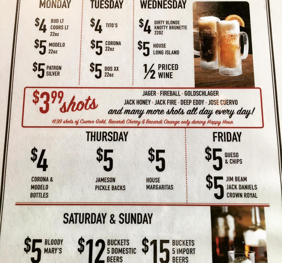 Twin Peaks Beverages Menu USA