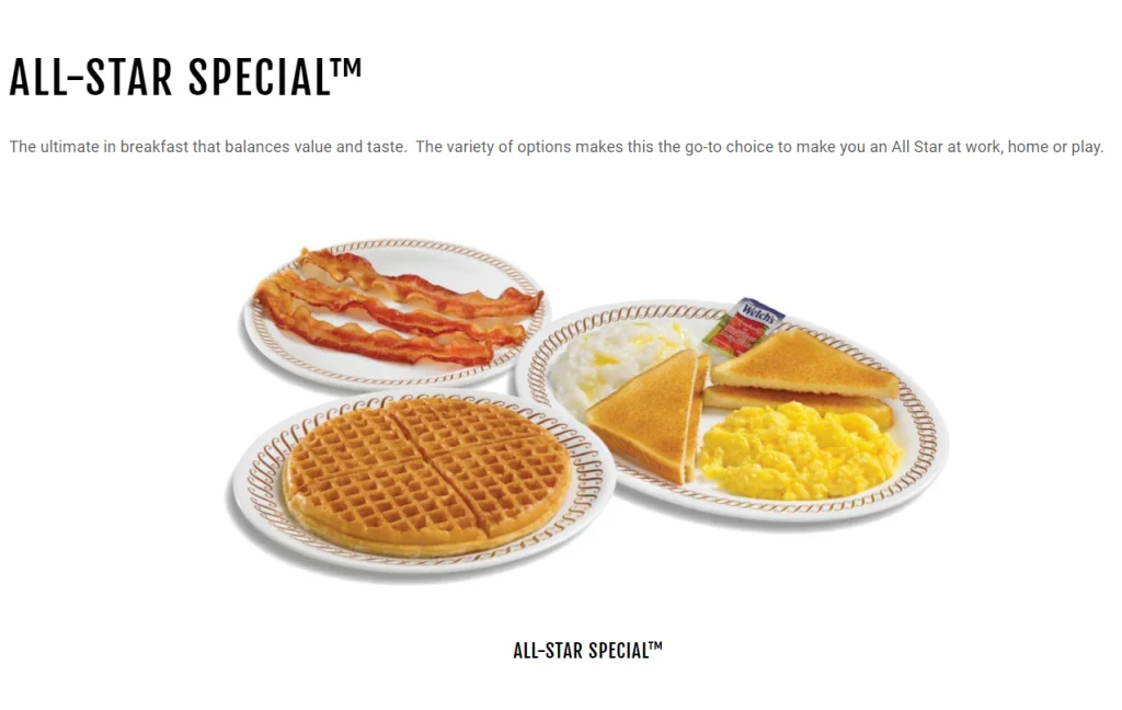 Waffle House BREAKFAST ALL-STAR SPECIAL Menu USA