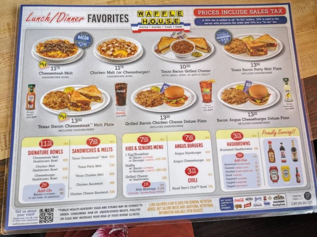 Waffle House Menu Updated Prices USA