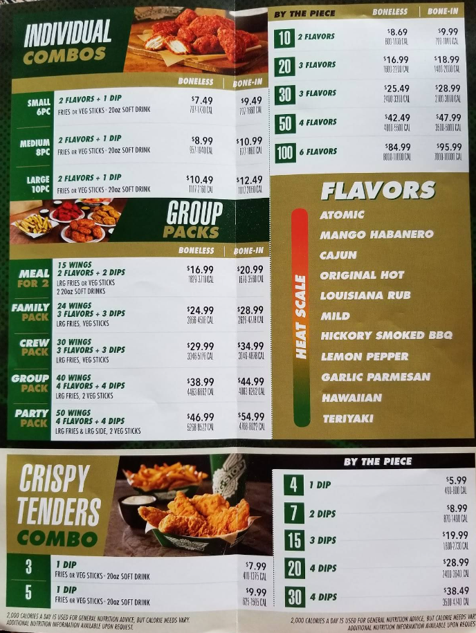 Wingstop Menu Items Prices USA