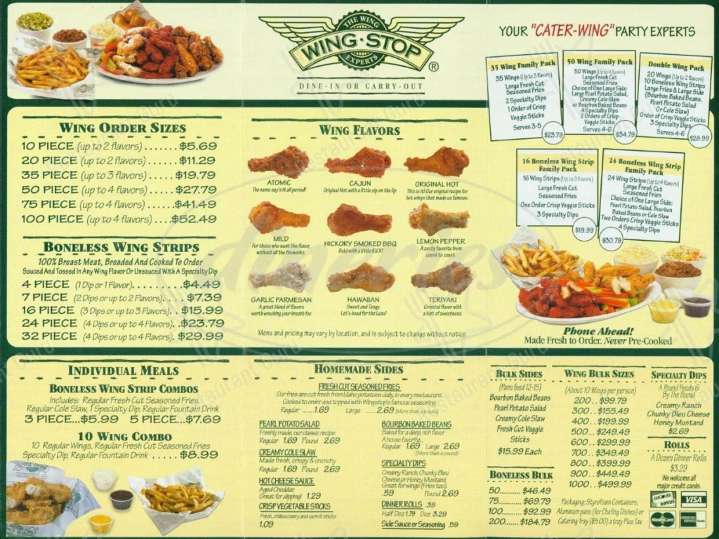 Wingstop Menu Updated Prices USA