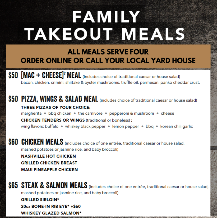 Yard House Family Meal Deals Menu Deal USA