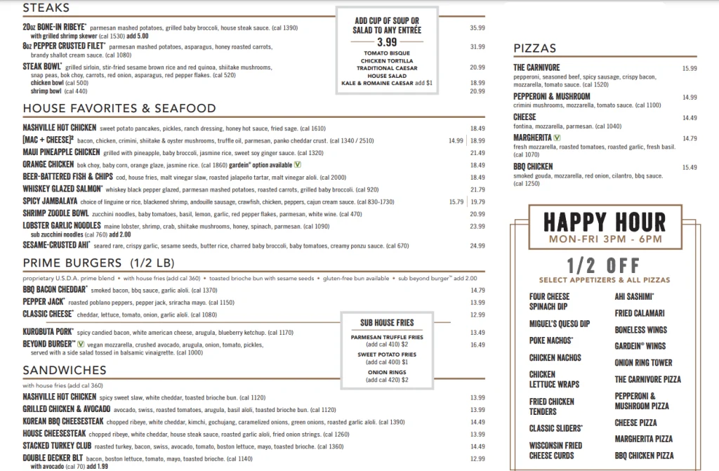 Yard House Menu With Prices USA