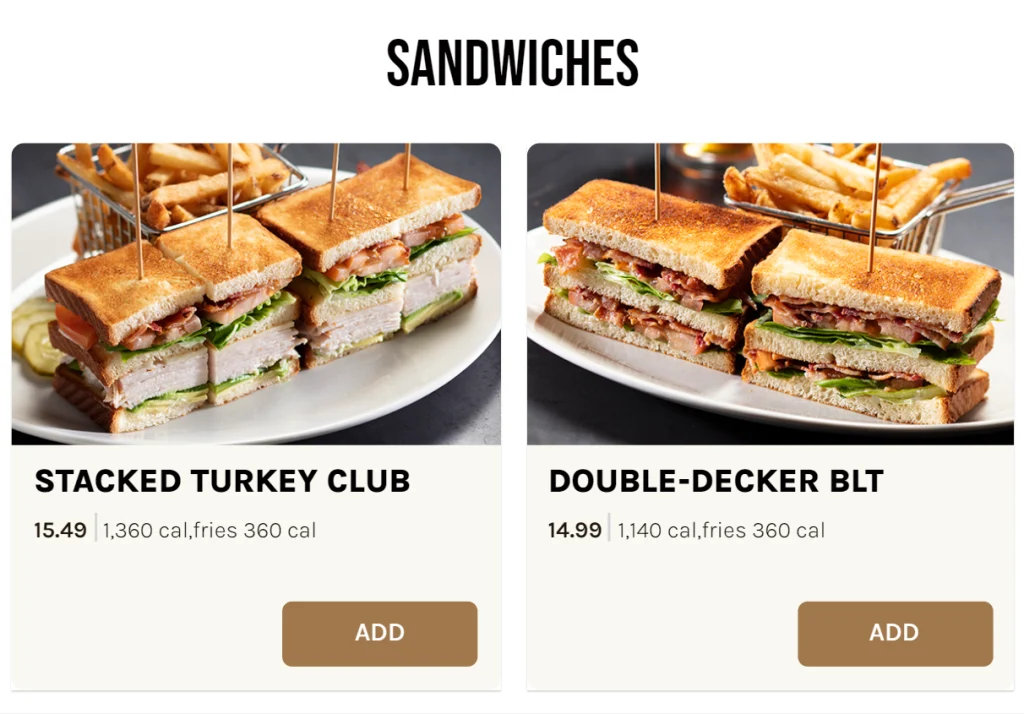 Yard House Sandwiches Menu USA