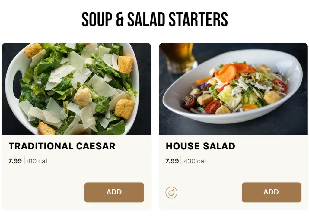 Yard House Soups and Starter Salads Menu USA