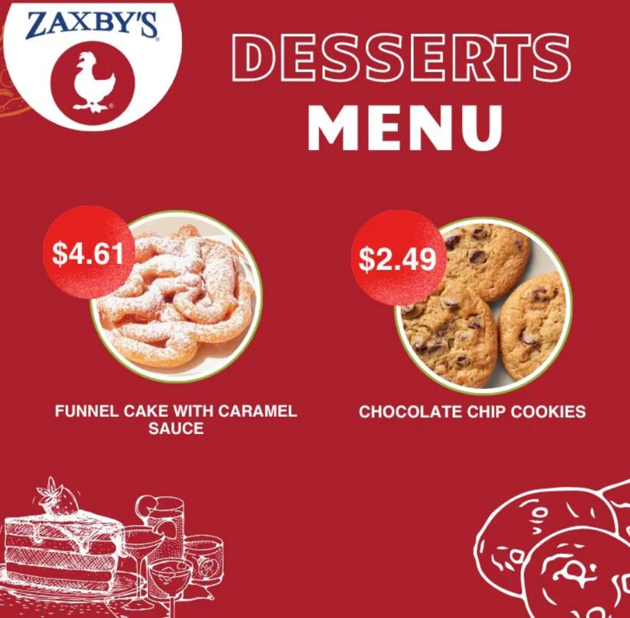 Zaxby's Desserts Menu USA