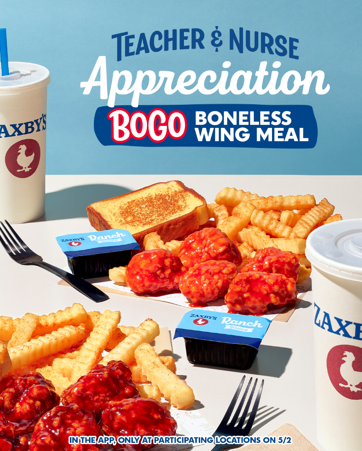 Zaxbys Fingerz & Wings Mealz Menu USA