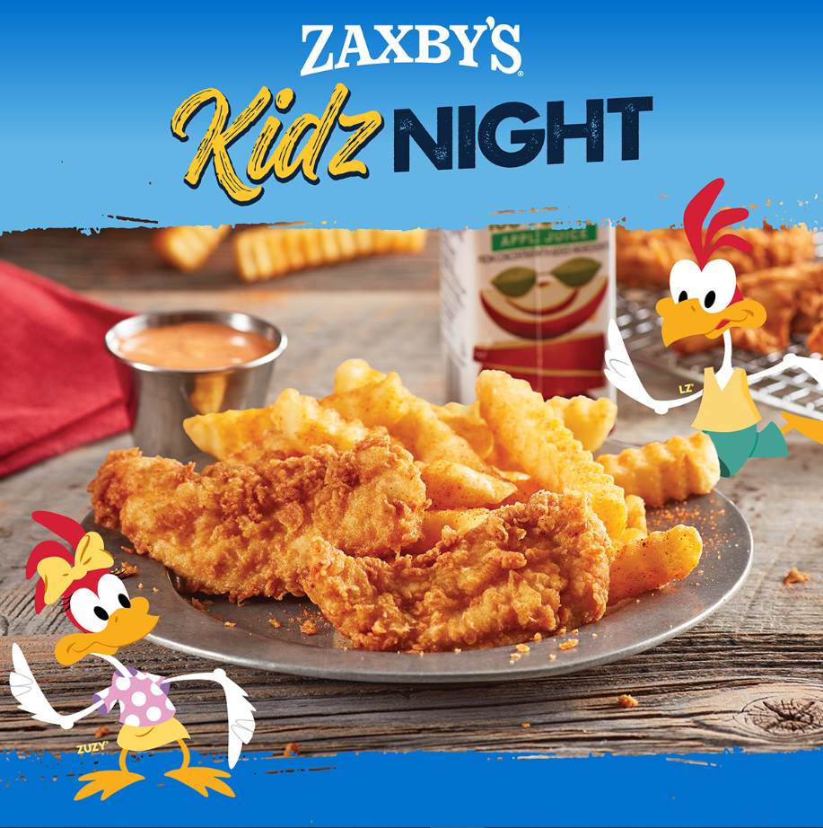 Zaxbys Zax Kids Menu USA