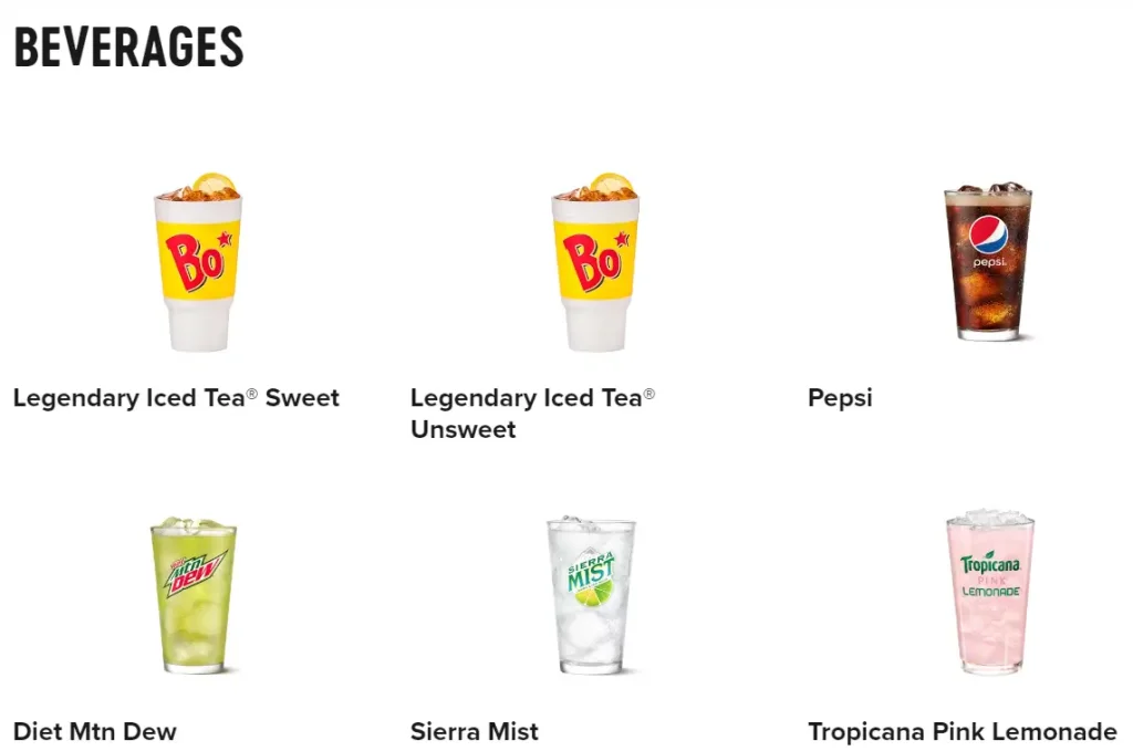 Bojangles Beverages Menu USA