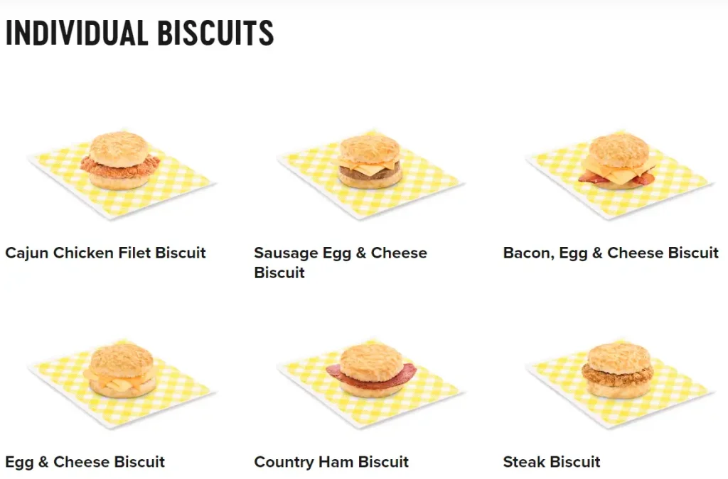 Bojangles Individual Biscuits Menu USA