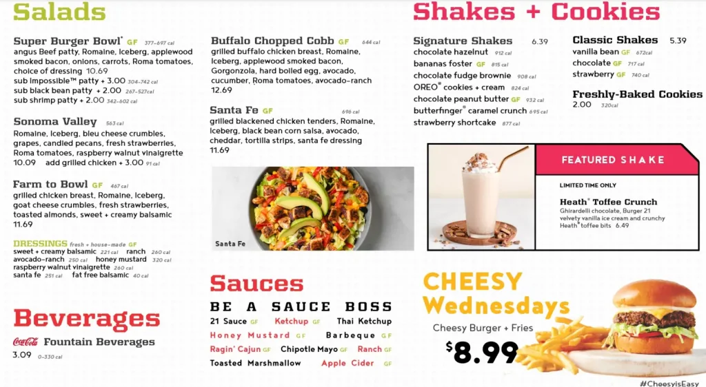 Burger 21 New Menu Items Prices USA