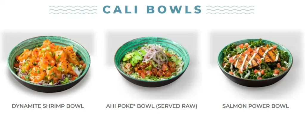 California Fish Grill BOWLS Menu USA