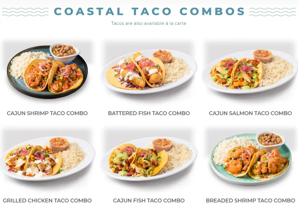 California Fish Grill COASTAL TACO COMBOS Menu USA