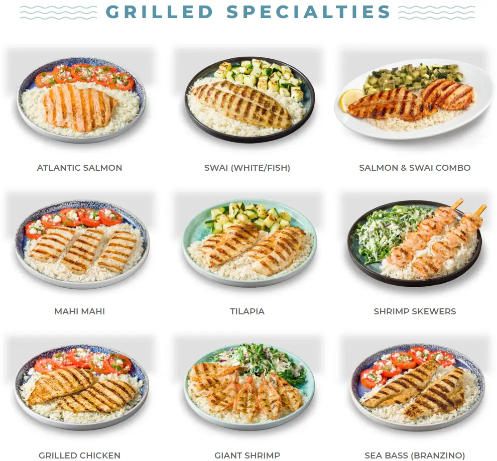 California Fish Grill GRILLED PLATES Menu USA