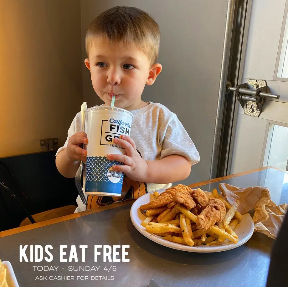 California Fish Grill Kids Eat Free Days Deals USA