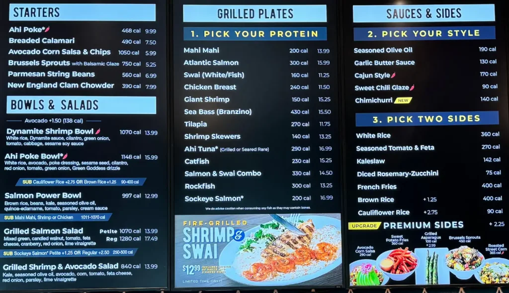 California Fish Grill Menu With Prices USA