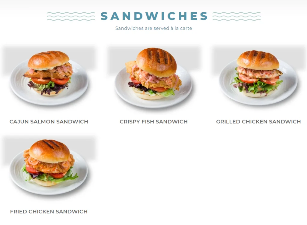 California Fish Grill SANDWICHES Menu USA