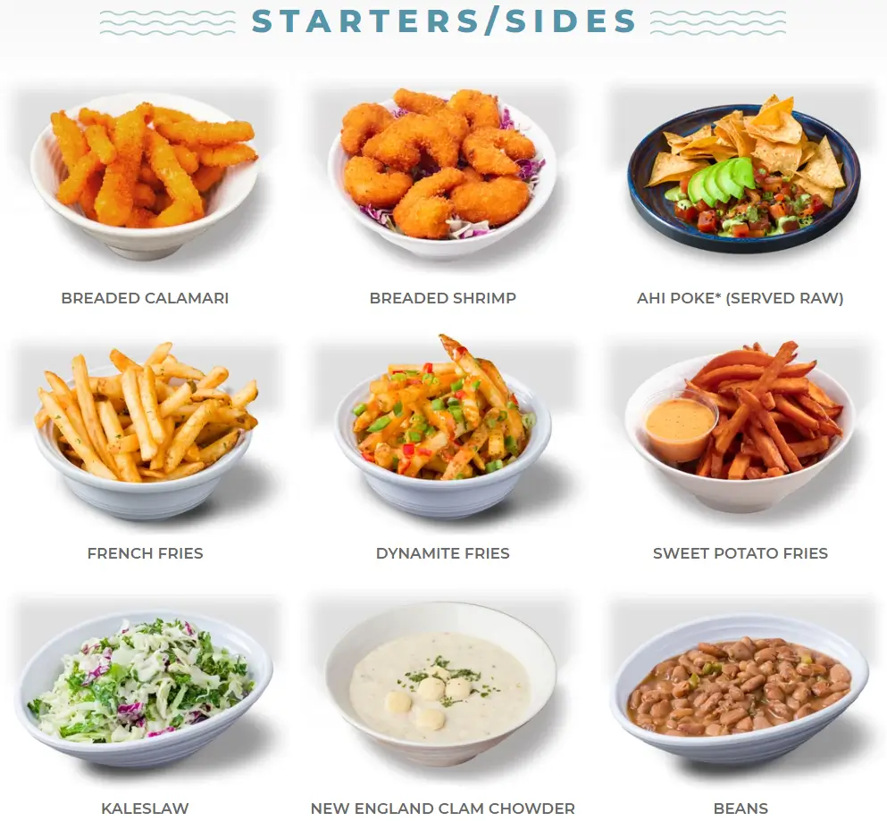 California Fish Grill STARTERS & CHOWDER Menu USA