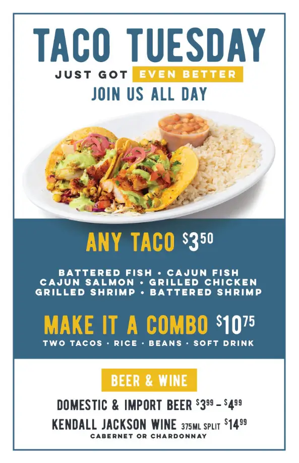 California Fish Grill Taco Tuesday Deal USA