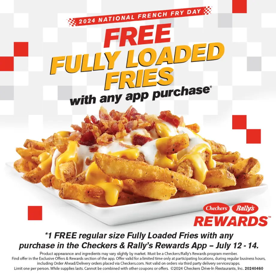 Checkers and Rally’s Free Fries with Purchase Deal USA