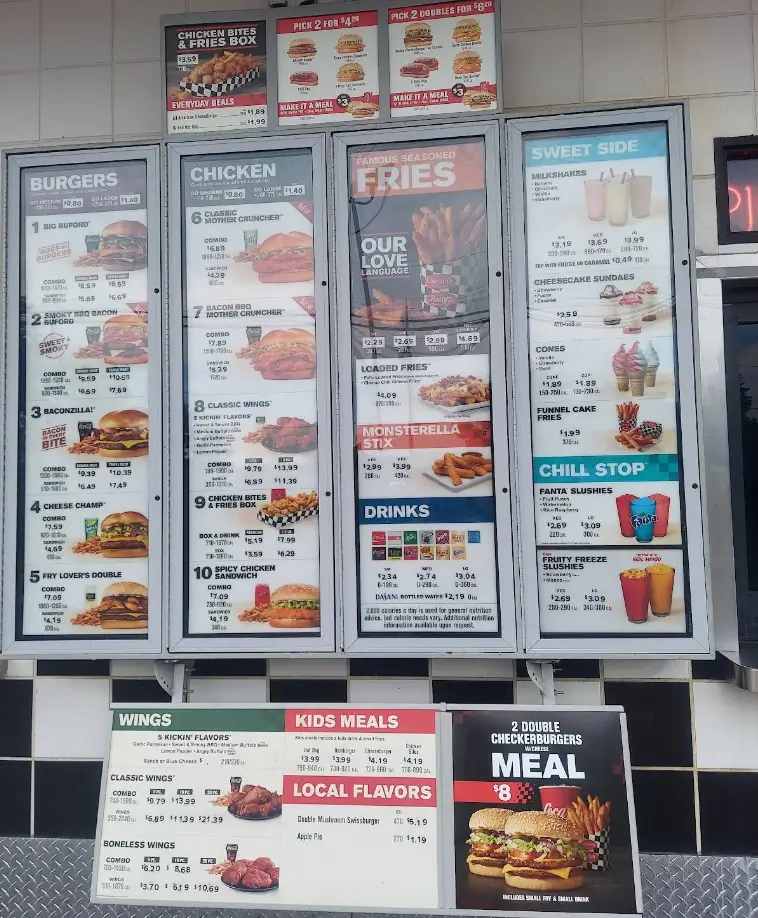 Checkers and Rally’s Menu USA